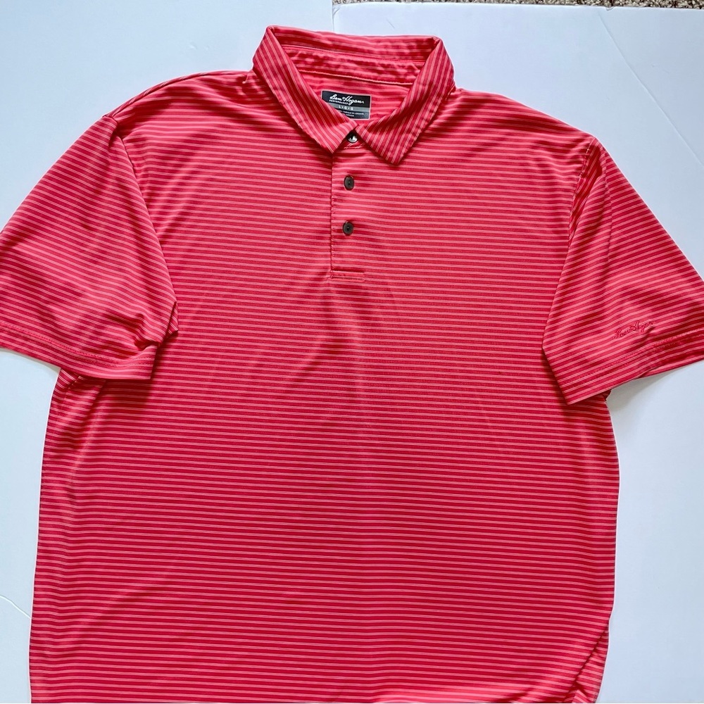 BEN HOGAN Performance Red and white Mens short sleeve Golf Polo Size L